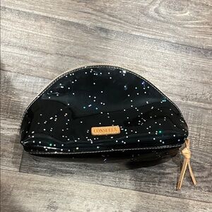 Consuela Black Cosmetic Bag with Glitter Accents